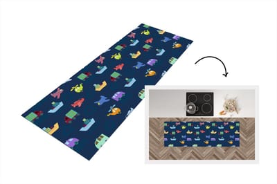 Keukenloper - Loper keuken - Patronen - Vliegtuig - Boot - Vrachtwagen - 150x50 cm - Keukenloper vinyl