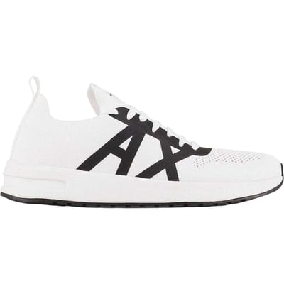 Armani Exchange Heren Logo Trainers (Wit, Zwart)