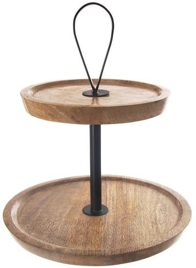 Orion - Houten Etagère - 2-Laags - Mango Hout - 30 cm