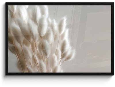 Poster in lijst - Fotolijst 90x60 cm - Posters - Pluimen - Beige - Minimalistisch - Posterlijst zwart - Decoratie - Wanddecoratie woonkamer - Muurdecoratie slaapkamer