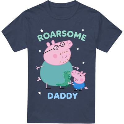 Peppa Pig Unisex Adult Roarsome Daddy Pig T-Shirt (Heide-Marine)