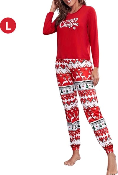 Livano Kerstpyjama - Kerst Pyjama - Christmas - Dames - Vrouwen - Volwassenen - Set - Broek - Shirt - Blauw - Maat L
