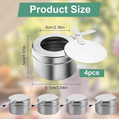 SnelShoppen - Set van 4 RVS Vuurpasta Houders met Deksel, Fondue Branders voor Warmte Bronnen, Buffet, Camping, Hot Pot Accessoires