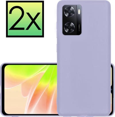 Hoesje - 2 Stuks - Geschikt voor OPPO A57 - Sterk & Shockproof - Case Siliconen - Back Cover - Telefoon Hoes - Lila