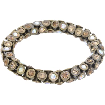 Behave – Armband – Bruin – Vintage Antiek Goudkleur – Elastisch – Kristallen – Nikkelvrij