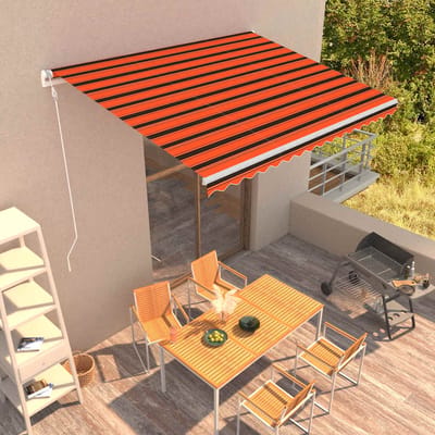 vidaXL - Luifel - automatisch - uittrekbaar - 400x300 - cm - oranje - en - bruin