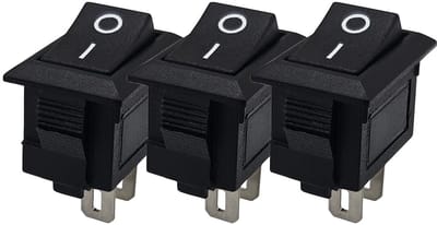 ProRide Mini Wipschakelaar ON/OFF KCD1-10 - 2-pins - 19x11.5mm - Rechthoek - 250V/3A - Zwart - 3 stuks