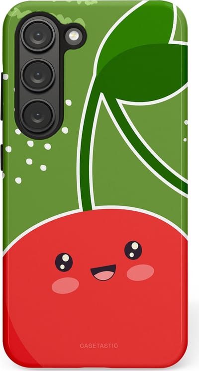 Casetastic Hoesje Geschikt voor Samsung S23 - Stijlvolle Beschermende Duo-layer Case - Kersenkus