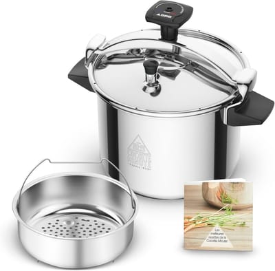 Snelkookpan - Drukpan Kookpan - Sneller Koken - Behoudt 80% Vitaminen - 9 liter - Metallic