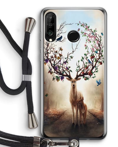 Case Company® - Hoesje met koord geschikt voor Huawei P30 Lite hoesje met Koord - Seasons Change - Telefoonhoesje met Zwart Koord - Bescherming aan alle Kanten en Over de Schermrand