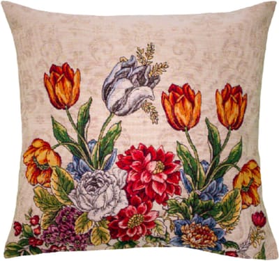 Kussenhoes - Gobelinstof - Poline - tulpen - Bloemen - paars - blauw - 45 x 45 cm