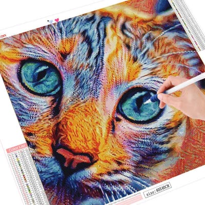 5D diamant schilderij volledige ronde dieren borduurwerk kat kruissteek woondecoratie 30x30CM blue
