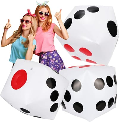 Opblaasbare kubussen - 3 stuks wit - Grote dobbelstenen set - Buiten en binnen gebruik - Ludo-spel - Zwembadfeest