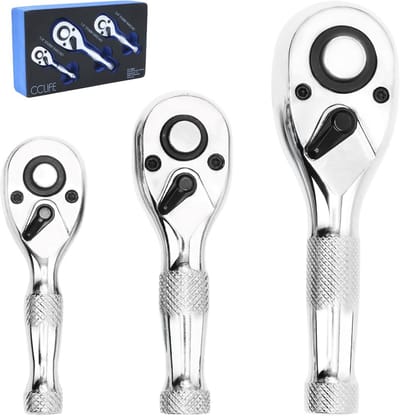 Mini Ratchet Set 3-delig - Omschakelbare Ratel met 72 Tanden en CrV Staal