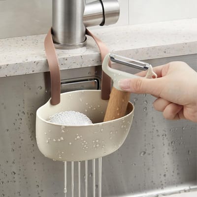 Hangende Keukenafvoer Rek met Verwijderbare Belts, Ideaal voor Sponsen en Keukengerei (Bruin)