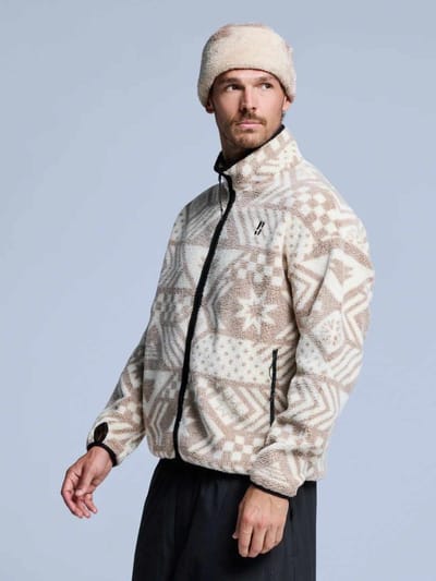 Poederbaas Sherpa Jacket Heren - Four Seasons AOP White Multi - Maat L