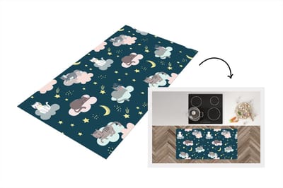 Keukenloper - Loper keuken - Patronen - Kat - Maan - 120x60 cm - Keukenloper vinyl
