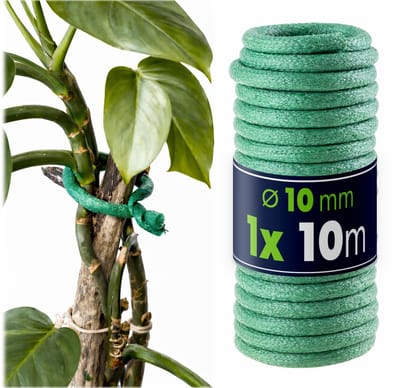 KADAX tuindraad 10 mm x 10 m, 1 stuk, binddraad met stevige stalen kern en zachte schuimcoating in groen, bloemendraad, dik draad voor in de tuin