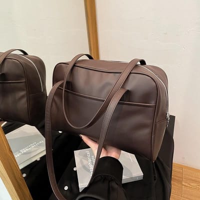 Vintage-geïnspireerde Grote Capaciteit Tote Bags met Ritssluiting, Duurzame Randen, Stijlvolle Schouder- & Crossbodytassen voor Dames, Modeaccessoires gray