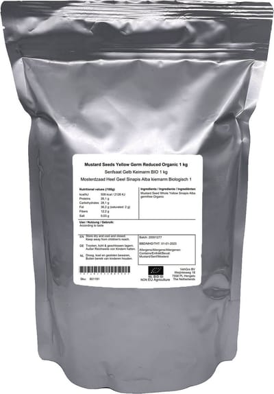 Mosterdzaad Heel Geel Sinapis Alba Kiemarm - 1 Kg - Holyflavours