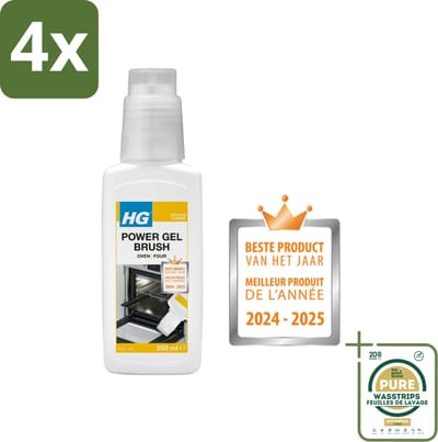 HG - Power Gel Brush Oven - Zeer Hechtende Formule - Inclusief Borsteltje - 250 ml - Voordeelverpakking - 4 stuks - Aanbakresten - Gel reiniger