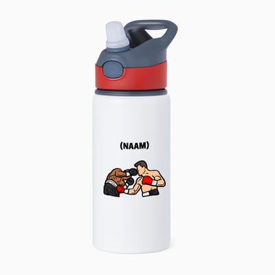 Hacebo® - Boksen met eigen naam waterfles met rietje rood - Sport - Bokser - Vechtsport - water fles - 650ML