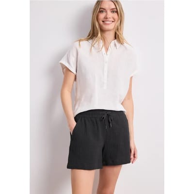 Mid Waist shorts van neteldoek