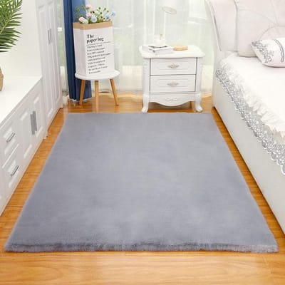 Grand tapis de salon en peluche blanc, décoration pour chambre d'enfant, antidérapant, en fourrure, moelleux, pour chambre de fille, tapis de chevet 40x40cm 15x15inch gray