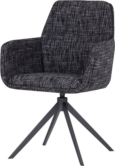 WOOOD Grant Eetkamerstoel Met Armleuning - Melange - Zwart - 88x61x63