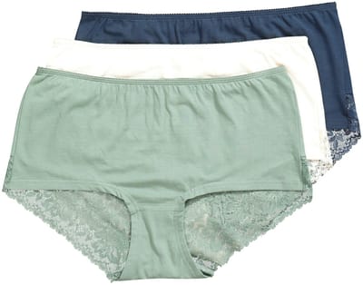 Ulla Popken - Dames - Hipster set van 3 kant - Salbei groen - Maat 54+
