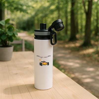 Hacebo® - Formule 1 met eigen naam - waterfles met draaidop grijs - Sport - Formule 1 fans - Liefhebber - Cadeau - Verjaardag - Geschenk - Gepersonaliseerd - Jongens en meisjes - water fles - 850ML