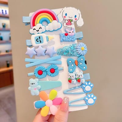 14 stuks Haarspeldsets Cartoon Haarspeldjes Leuke Spelden Prinses Gebroken Haarspeld Hoofddeksel Haaraccessoires gray