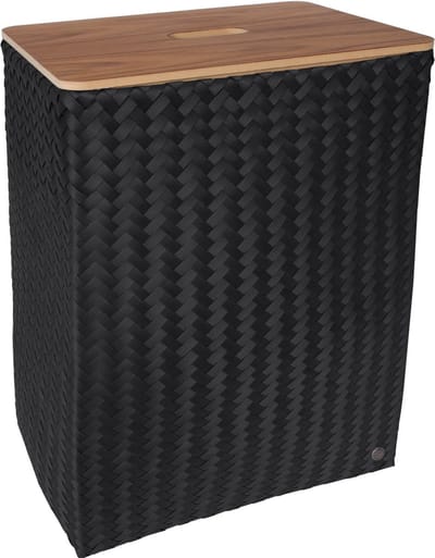 Wasmand met deksel - Opbergmand - Organizer - Handgevlochten - Handed By Grand Superb met deksel- zwart - black