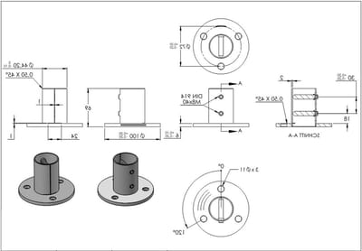 Wand vloeranker - Bevestigingsplaat - Reling monteren - Roestvrij staal - 483 mm buis - Zilverkleurig