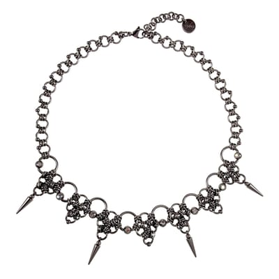 Choker van Roestvrijstalen Ringen en Zirkonia Piercings, Ketting Dames, Ontwerp van esde2 - Verstelbaar 40 tot 45cm