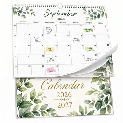 Dailygoods- Wandkalender 2026-2027 - 18 maanden - Familiekalender 2026 - Personaliseerbaar - Afmetingen 35,6 x 28 cm - Minimalistisch design