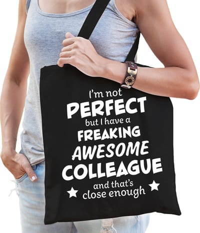 Freaking awesome colleague / collega cadeau tas zwart dames - kado tas / verjaardag cadeau / shopper