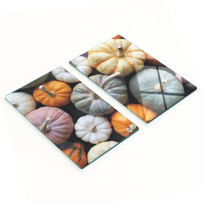 Decoratieve serveerplanken van glas met pompoenmotief en houtmotief, 2x30x52 cm