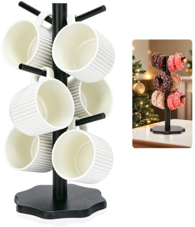 HEZIVO® Mokkenrek - Kopjesrek - Mokken Houder - Rek voor Kopjes - 6 Haken