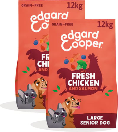 Edgard Cooper 2x Graanvrij Hondenvoer Droog, (Senior Kip 12kg), Natuurlijke Brokken Droog Hondenvoer voor Volwassenen, Glutenvrij, Hypoallergeen, met Vers Vlees & Aminozuren