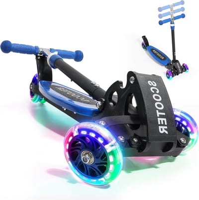 Opvouwbare kinderstep met Lean-to-Steer-technologie, led-oplichtende wielen en snel verstelbaar stuur - ideaal buitencadeau voor kinderen van 3/4/5/6/7
