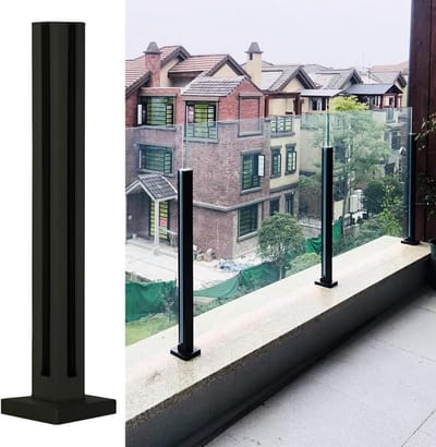 Roestvrij stalen dek glazen balustrade paal - lasloze balustrade kolom met platte bovenkant voor binnen/buiten hekwerk balkonklem, vierkante glazen omheining, ondersteuning voor tuin en terras