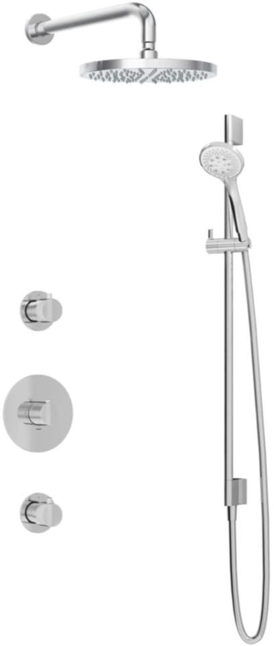 Hotbath Buddy - Inbouw Regendoucheset - 2 Stopkranen - Thermostatisch - Wandarm 35 cm - Hoofddouche 250 mm - Ronde Handdouche 3 Standen - Glijstang 900 mm - Waterbesparend - V01