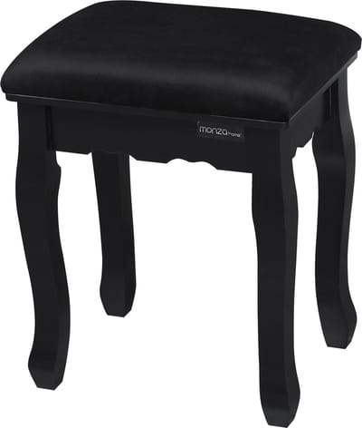 Monza Home® - Kaptafel Kruk - Piano Kruk - Make Up Tafel Kruk - Zwart – Massief Grenenhout – 130 kg Belastbaar