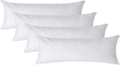 Homescapes Kussensloop 50x140 cm voor Lichaamskussen Set van 4 – Wit – 100% Egyptisch Perkal Katoen – 200 TC