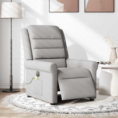 vidaXL - Massagestoel - elektrisch - verstelbaar - stof - wolk - grijs