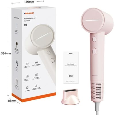 [Summer Deals - Gratis Volgende Dag Levering] Uniorange H8 Plasma High Speed Haardroger (Lichtroze), 4 Standen, 1600 W Vermogen & 1 Miljard