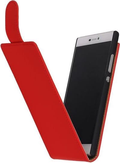 Rood Effen Classic Flipcase Hoesje Huawei P8 - Cover Case Hoes