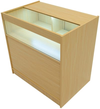 B900 led winkelbalie - esdoorn - 90x60x90 cm - met schuifdeuren