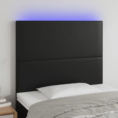 vidaXL - Hoofdbord - LED - 80x5x118/128 - cm - kunstleer - zwart